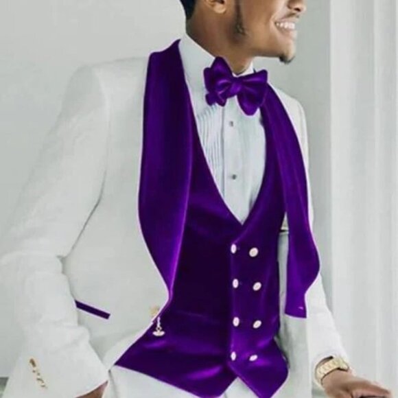 Purple Prom Suit - Purple Prom Outfit -White and Purple...